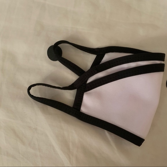 White Cloth Face Mask with Slit/ Flap for Drinking with Straw - Picture 5 of 5